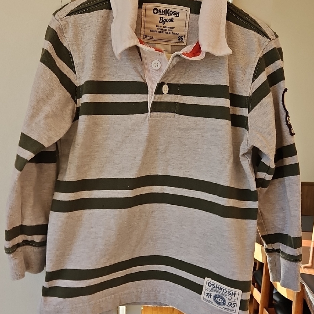 OshKosh B'gosh Kids Polo with Gray and Green Stripes
